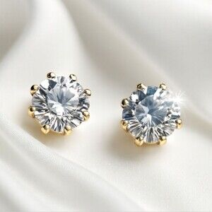 Stunning Gold Crystal Stud Earrings – Elegant Dainty Studs Women Fashion Jewelry
